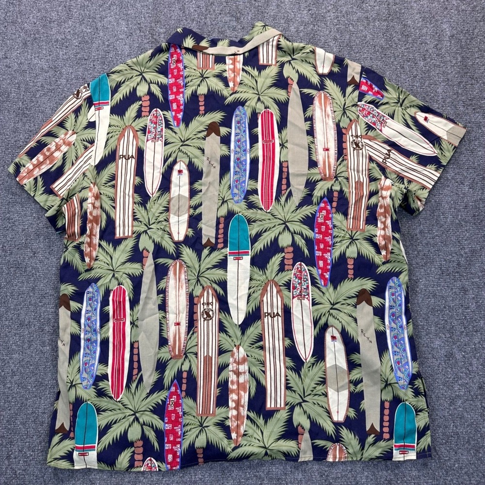 Reyn Spooner Women's L Hawaiian Surfboard Longboard Palm Tree Print Camp Rayon - Picture 3 of 9